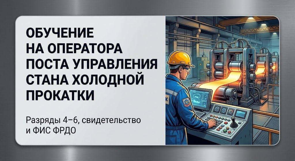 Обучение на оператора поста управления стана холодной прокатки: официальное свидетельство и ФИС ФРДО